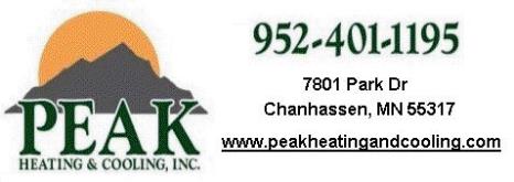 Peak Heating & Cooling Inc. 7801 Park Dr. Chanhassen, MN 55317 - Phone: (952) 401-1195